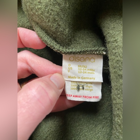 Mama Owl Disana Boiled Merino Wool Overall- Olive, size 12-24 mo - Picture 11 of 12